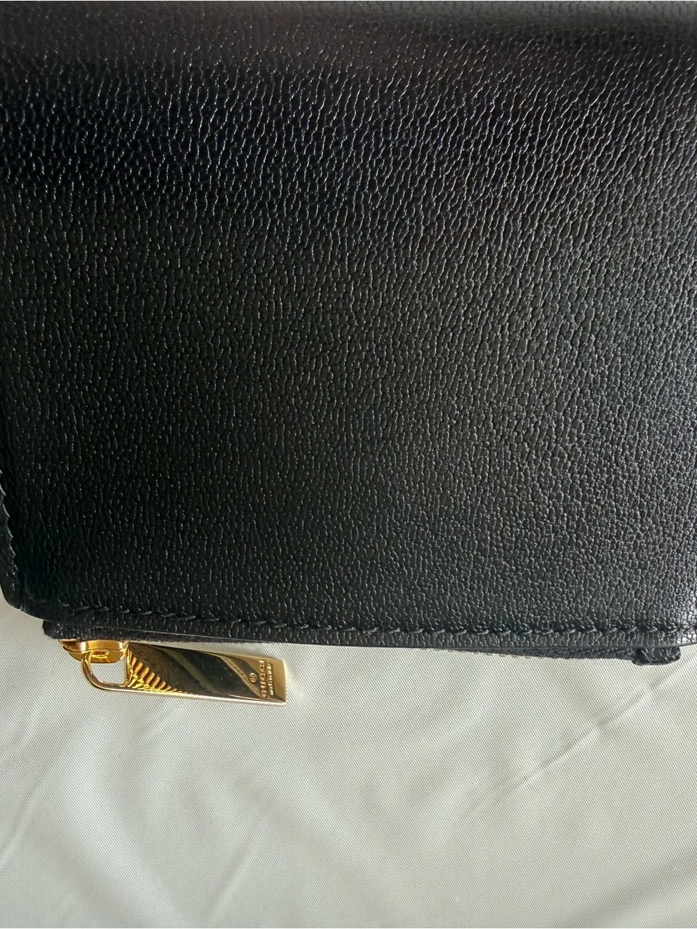Gucci Black Leather Compact Wallet Card Case Gold Hardware New Italy